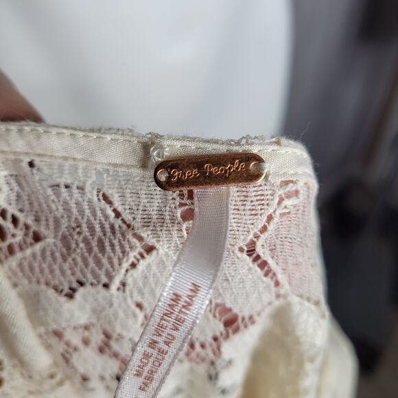 Free People Walking To The Sun Cream Lace Tunic Dress No Underlay Size 2 - Picture 7 of 8